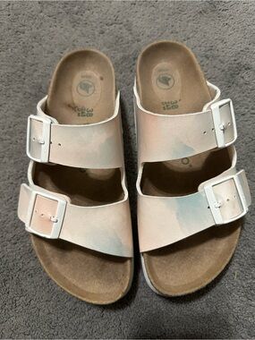 Women's Double-Strap Slide Sandals - Pastel Tie-Dye